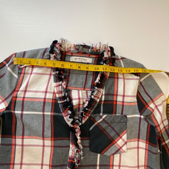 We The Free Always Forever Plaid Fringe Collar Button Up Top Size Small - Picture 15 of 15